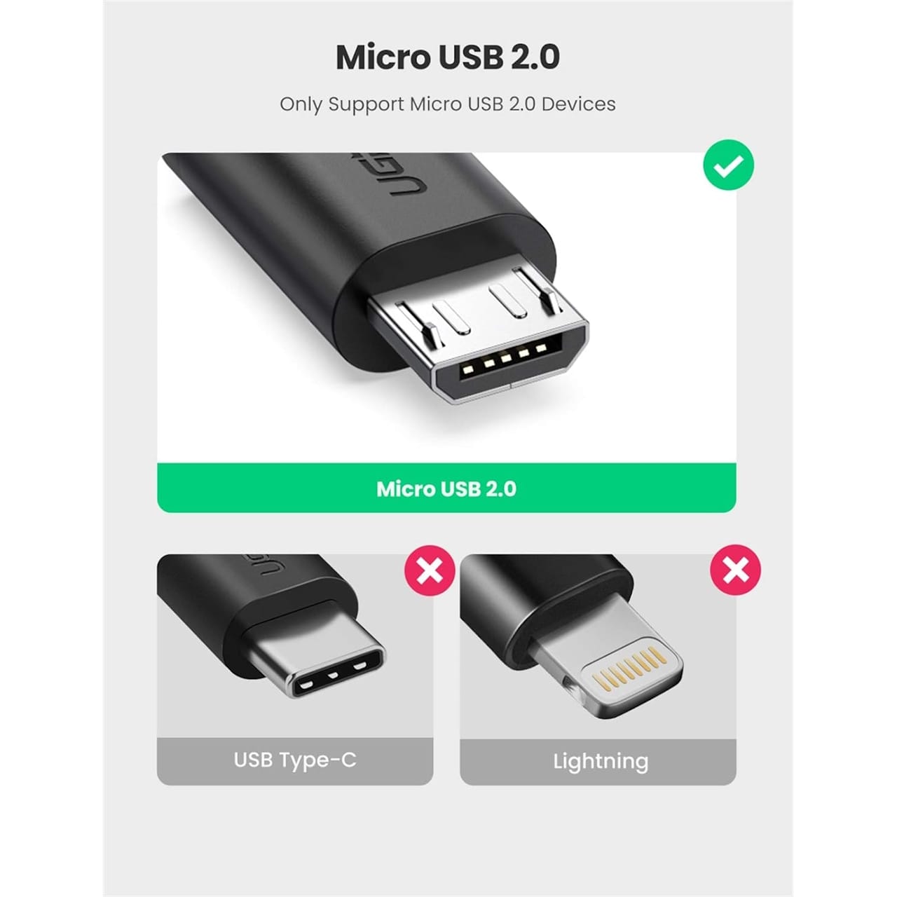 تبدیل Micro USB به USB یوگرین مدل US133-10396