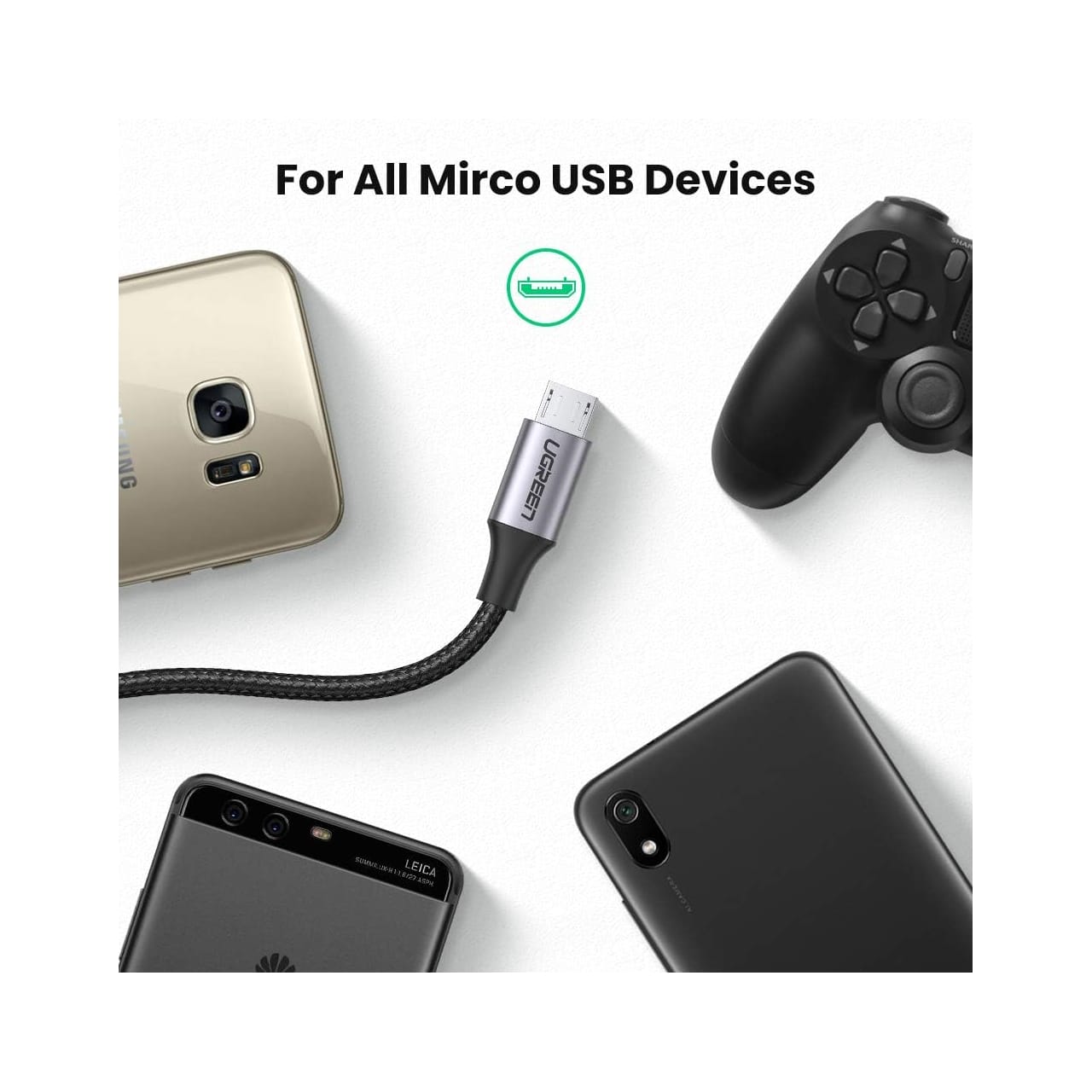 کابل تبدیل Micro USB به USB2.0 A یوگرین مدل US290-60148