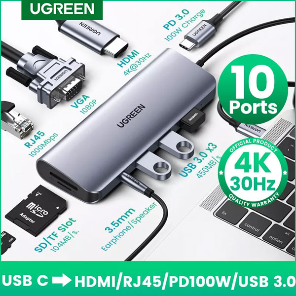 هاب 10 پورت USB-C یوگرین مدل UG-80133
